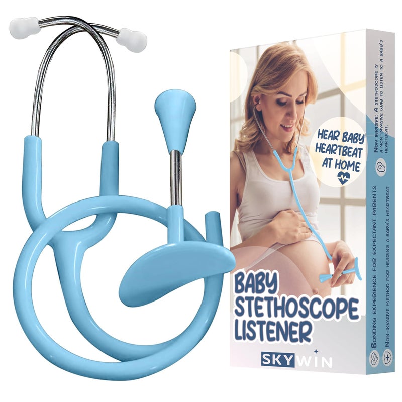 Skywin Fetal Heartbeat Monitor, Fetoscope Heart Beat Monitors for Pregnancy Detection - 24 Weeks, Baby Heartbeat Monitor Pregnancy, at Home Fetal Heartbeat Monitor with The Stethoscope (Blue) - Image 1