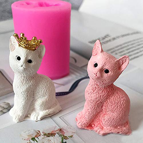 HiParty 2Pcs Mini Size 3D Kitten Candle Molds, Small Kitty Cat Silicone Chocolate Candy Fondant Mold for Cake Decorating Resin Epoxy Casting Polymer Clay Mould Beeswax Candle Mold - Image 5