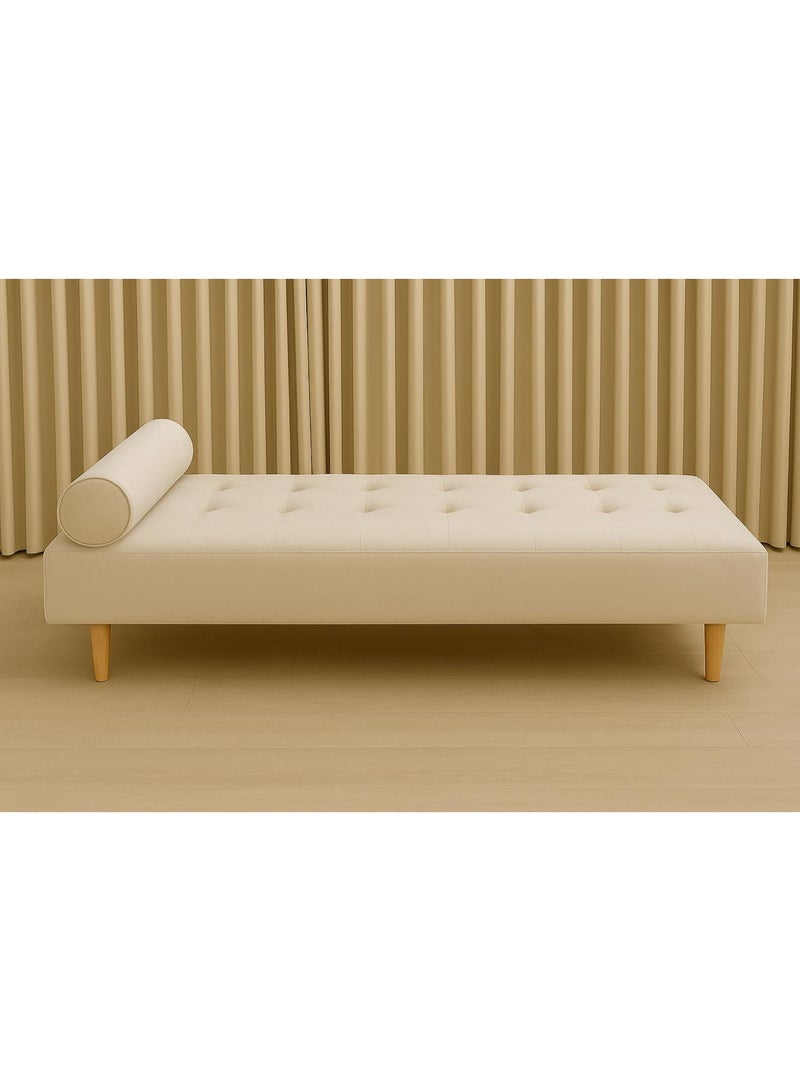 هاوس ون أريكة الاسترخاء الملكية | صوفا عملية تجمع بين الأريكة الكلاسيكية وراحة الاسترخاء اليومية، بتصميم مخملي فاخر ‎180×70×50 سم - بيج فاتح - Image 1