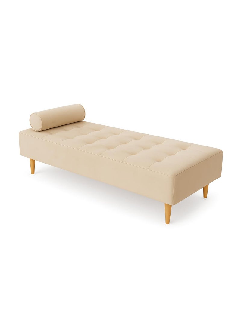 هاوس ون أريكة الاسترخاء الملكية | صوفا عملية تجمع بين الأريكة الكلاسيكية وراحة الاسترخاء اليومية، بتصميم مخملي فاخر ‎180×70×50 سم - بيج فاتح - Image 3