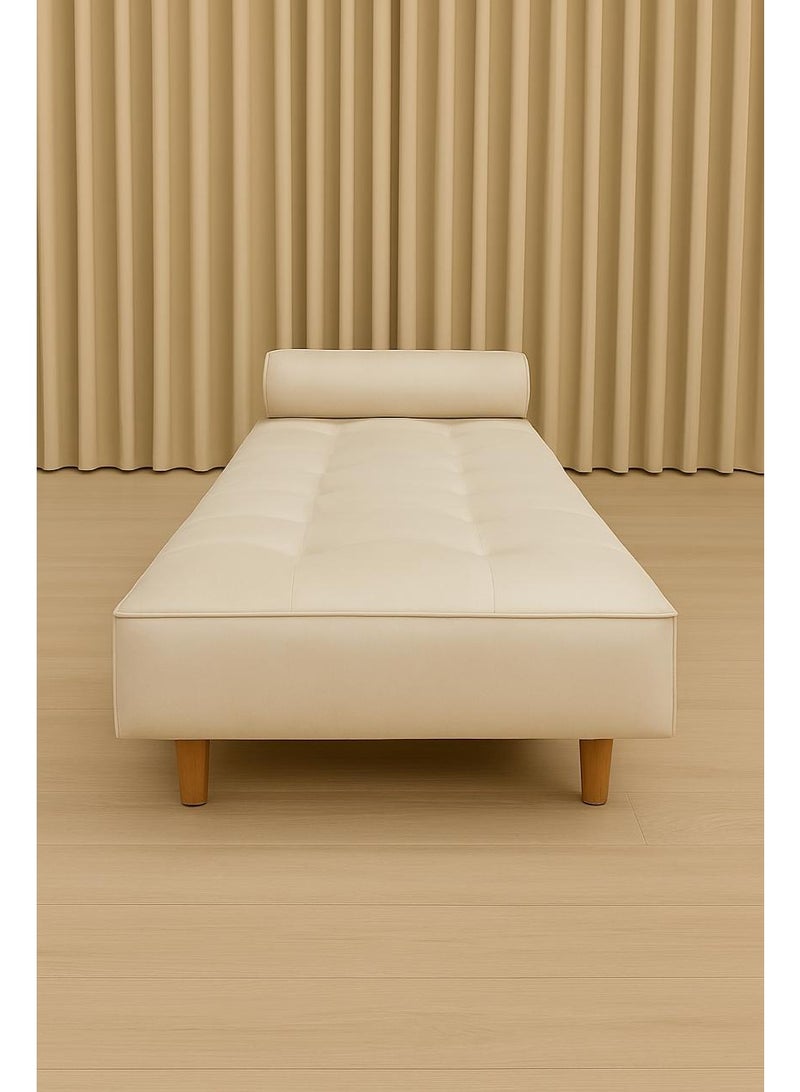 هاوس ون أريكة الاسترخاء الملكية | صوفا عملية تجمع بين الأريكة الكلاسيكية وراحة الاسترخاء اليومية، بتصميم مخملي فاخر ‎180×70×50 سم - بيج فاتح - Image 2