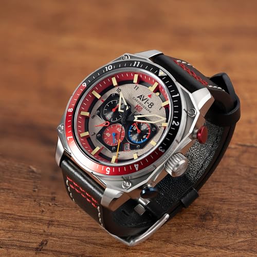AVI-8 Hawker Hunter Men's Japanese Quartz 43mm Grey Dial Watch with Leather Strap AV-4100-03 - Image 3