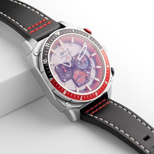 AVI-8 Hawker Hunter Men's Japanese Quartz 43mm Grey Dial Watch with Leather Strap AV-4100-03 - Image 5