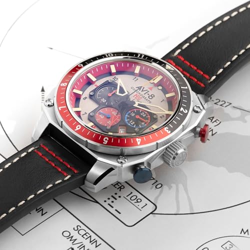 AVI-8 Hawker Hunter Men's Japanese Quartz 43mm Grey Dial Watch with Leather Strap AV-4100-03 - Image 2