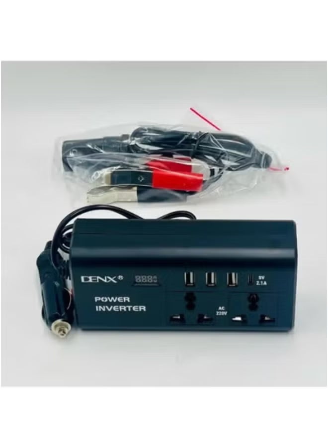 Denx Car Power Inverter 12V DC to 220V AC Converter with 3 USB Ports 5V/2.1A, Universal AC Socket, Compact Portable Design, LED Indicator & Multi-Layer Safety Protection - Image 4