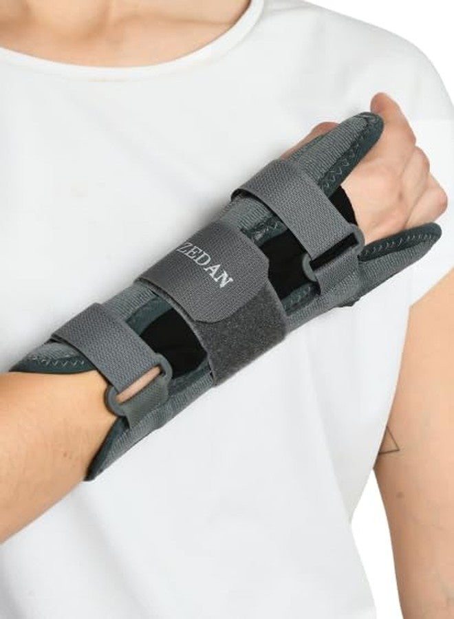 ZEDAN Adjustable Wrist & Forearm Splint | For Pain Relief, Forearm Fracture, Sprain Carpal Tunnel Splint Support | For Right & Left Hand | Wrist Brace Protector | For Men & Women | Universal (Grey) - Image 1