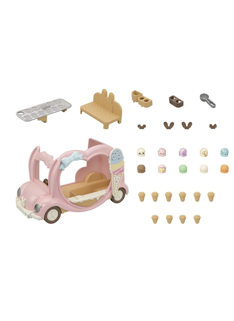 Sylvanian Families - Ice Cream Van Playset | Includes Over 30 Ice Creams and Accessories | Rabbit Design | Removable Driver's Seat, Flip-Top Display Case & Themed Toppings | Ages 3 & Up - Image 1