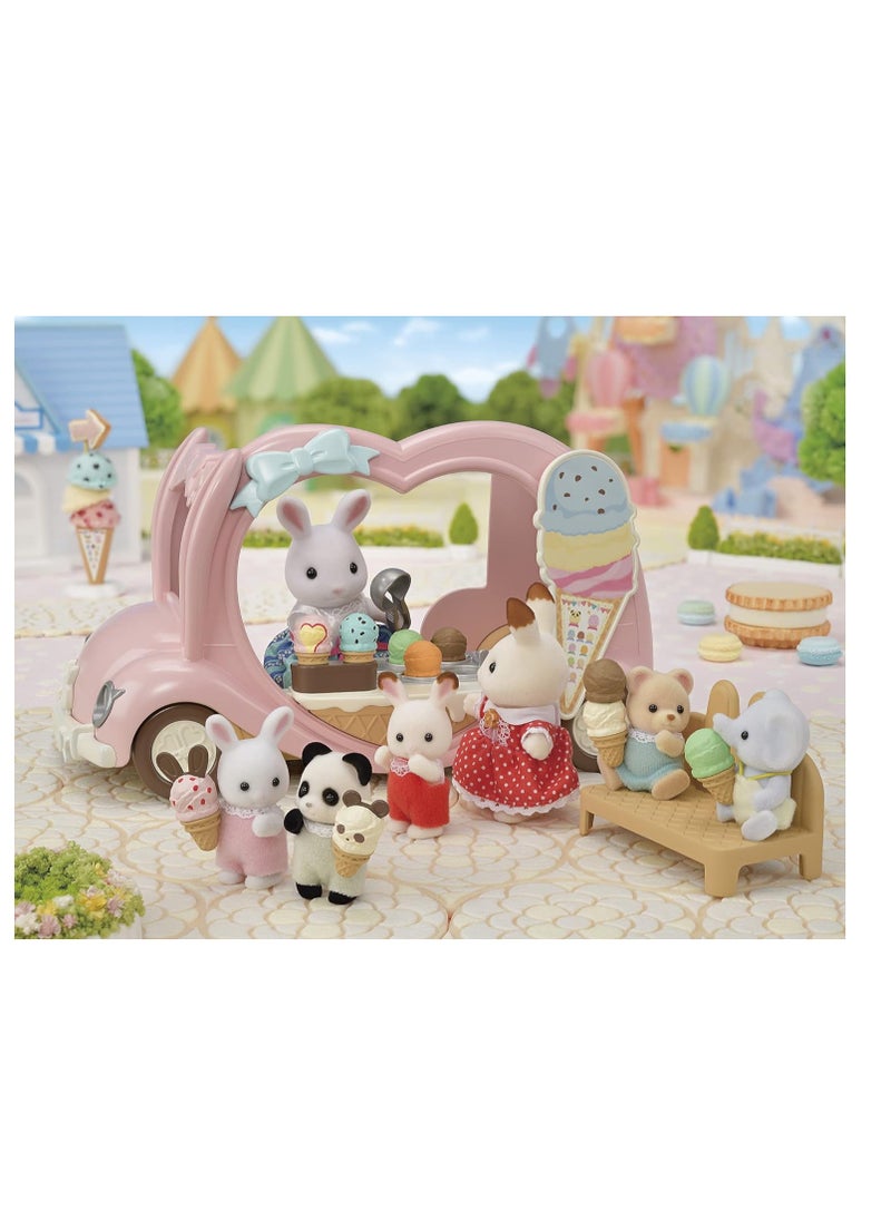 Sylvanian Families - Ice Cream Van Playset | Includes Over 30 Ice Creams and Accessories | Rabbit Design | Removable Driver's Seat, Flip-Top Display Case & Themed Toppings | Ages 3 & Up - Image 1