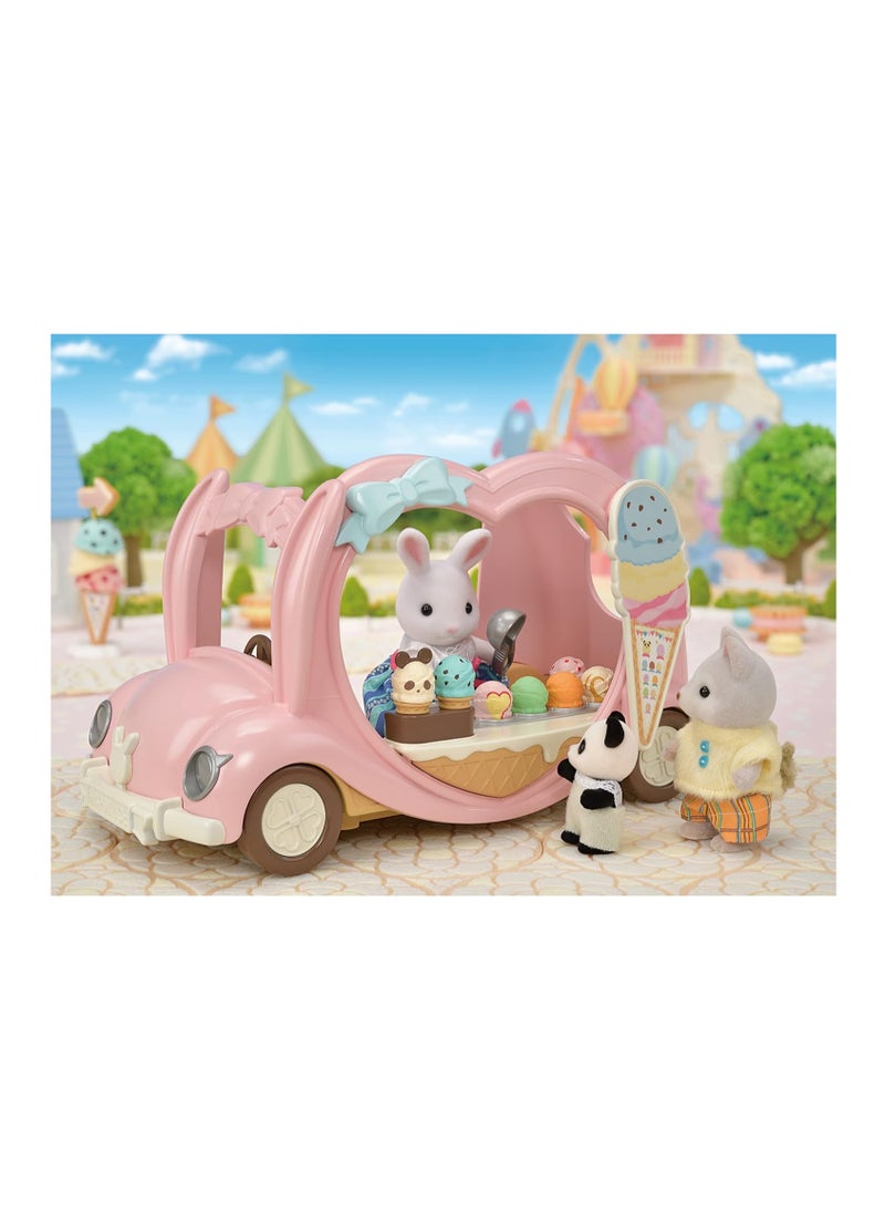 Sylvanian Families - Ice Cream Van Playset | Includes Over 30 Ice Creams and Accessories | Rabbit Design | Removable Driver's Seat, Flip-Top Display Case & Themed Toppings | Ages 3 & Up - Image 1