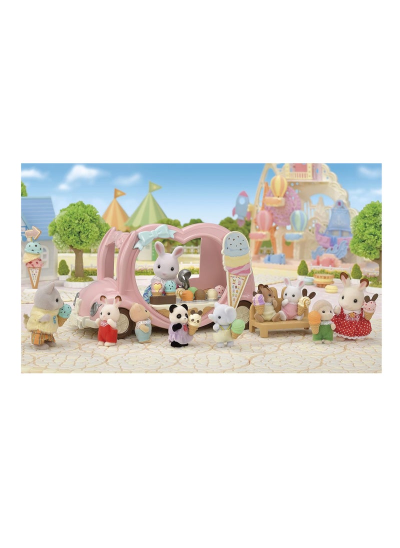 Sylvanian Families - Ice Cream Van Playset | Includes Over 30 Ice Creams and Accessories | Rabbit Design | Removable Driver's Seat, Flip-Top Display Case & Themed Toppings | Ages 3 & Up - Image 1