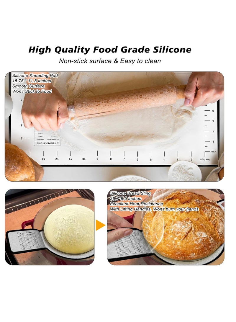 NZQXJXZ Large Sourdough Bread Baking Supplies, 10 Inch Round &12 Oval Banneton Bread Proofing Basket, Sourdough Starter Kit for Making Baking Fermentation  - Image 3