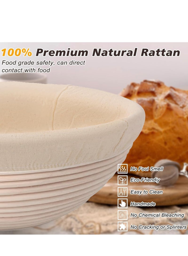 NZQXJXZ Large Sourdough Bread Baking Supplies, 10 Inch Round &12 Oval Banneton Bread Proofing Basket, Sourdough Starter Kit for Making Baking Fermentation  - Image 5