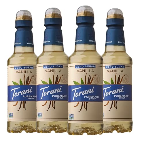 Torani Puremade Syrup, Vanilla, Zero Sugar, No Artificial Colors, Flavors or Preservatives, Kosher, Gluten Free & Non-GMO, 375ml, 12.7 Fluid Ounce (Pack of 4) - Image 1