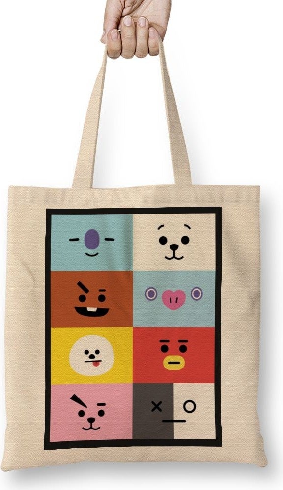 Baskı Dükkanı Print Shop Bts BT21 Cloth Bag Long Handle