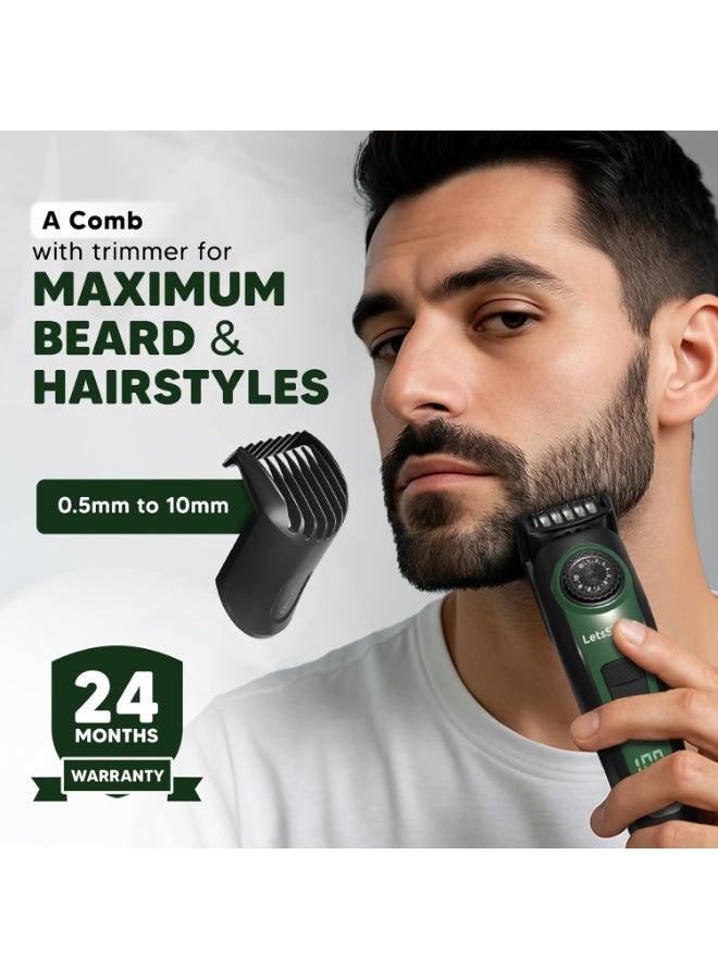 LetsShave All-in-One Beard, Body & Head Trimmer for Men, 20 Precision Settings, USB-C Charging - Image 3