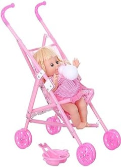 FISHER Fisher Baby Doll for Kids with Stroller, Pink 