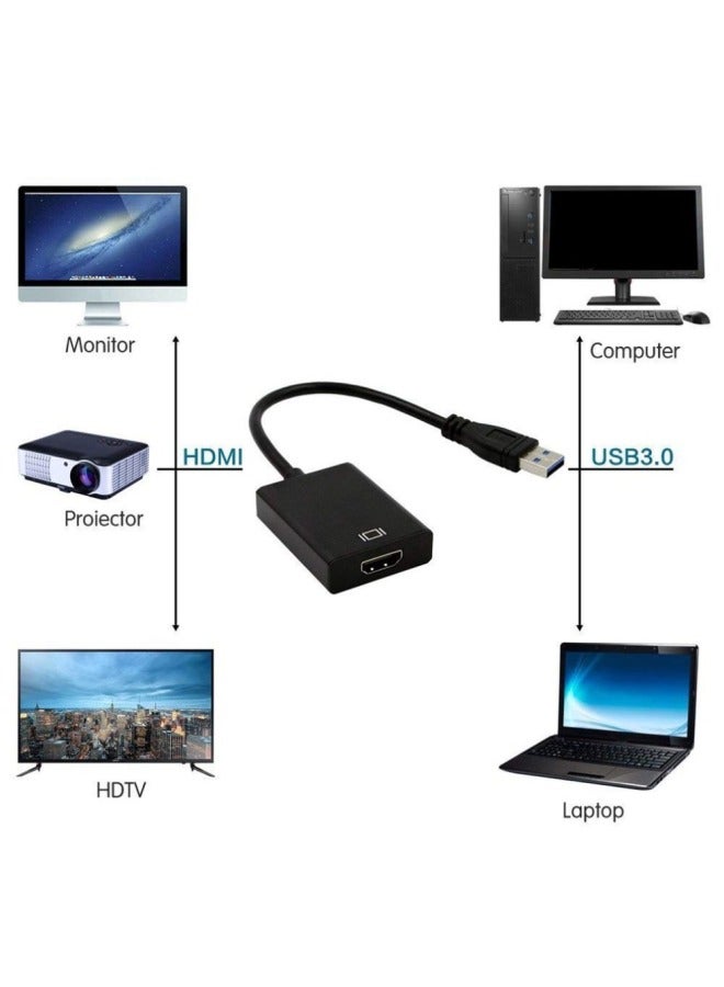 USB2.0/3.0 بدون محرك إلى HDMI يدعم الصوت USB إلى Hdmi 1080p كمبيوتر مضيف إلى التلفزيون - اللون: بدون محرك إلى HDMI مجاني أسود - Image 3