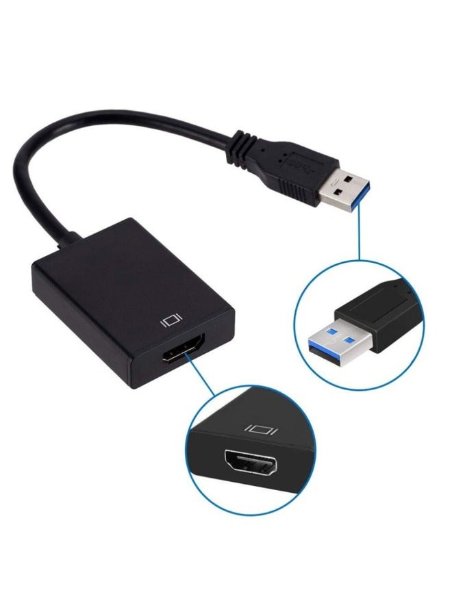 USB2.0/3.0 بدون محرك إلى HDMI يدعم الصوت USB إلى Hdmi 1080p كمبيوتر مضيف إلى التلفزيون - اللون: بدون محرك إلى HDMI مجاني أسود - Image 4