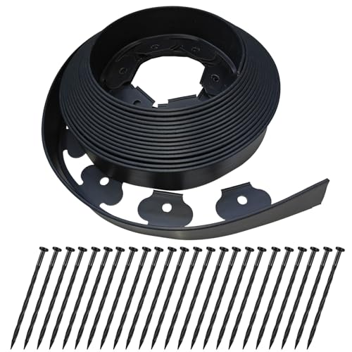 DasTior 40ft Garden Landscape Edging,Landscape Edging with 40 Landscape Spikes,Paver Edging 2 Inch Tall,Terrace Board Black… - Image 1
