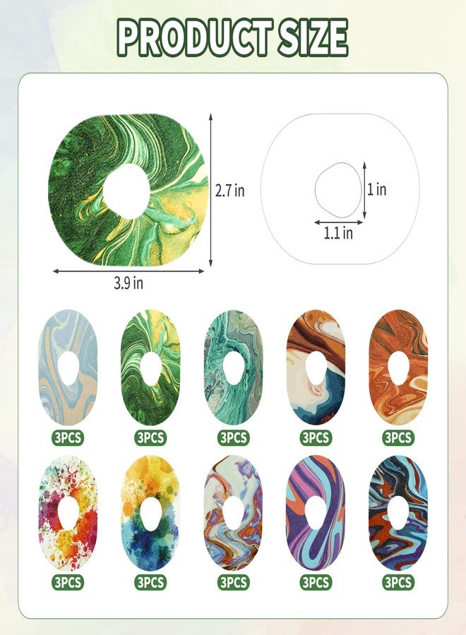 Suohheh 30 Pack Adhesive Patches for Dexcom G7, Waterproof and Sweatproof Pre-Cut Overpatch Stickers Compatible with Dexcom G7, Long-Lasting Flexible CGM Sensor Covers, Durable Adhesive Tape with Pattern - Image 2