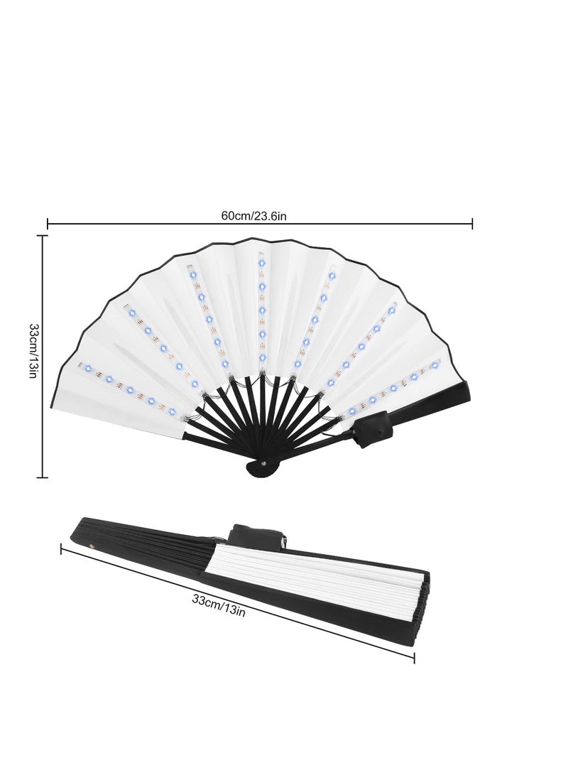 Y&D Party LED Glowing Colorful Chinese Hand Held Folding Fan with Remote Control Stage Performance Show Light Up Birthday Dance Gift Wedding Night Bar Club Fluorescent Props  - Image 5