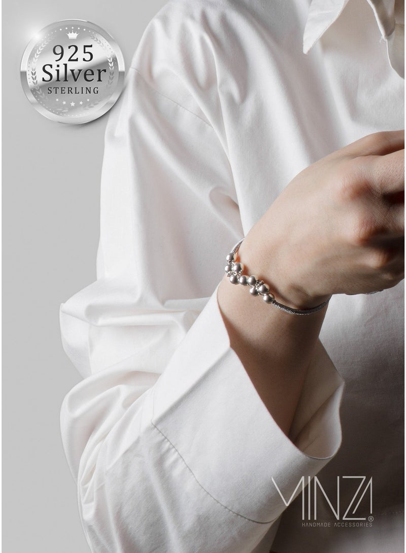 Minza ” Plata ” Pure 925 Sterling Silver, Handmade Bracelet for Women, Woven & Braided Bracelet, 3.200 grams of Silver, Jewelry for Casual & Special Occasion - Image 1