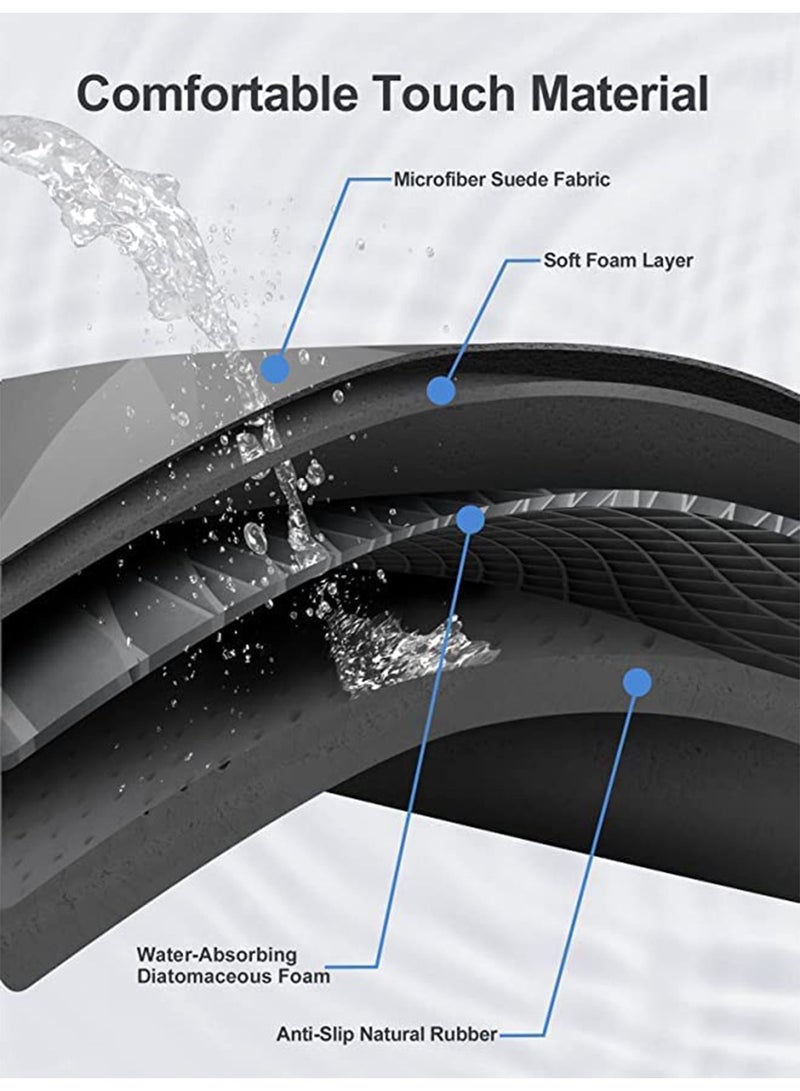 GT-Wheel Non Slip Bathroom Bath Mat Rug Diatomaceous Earth Quick Dry Water Absorbent - Image 2
