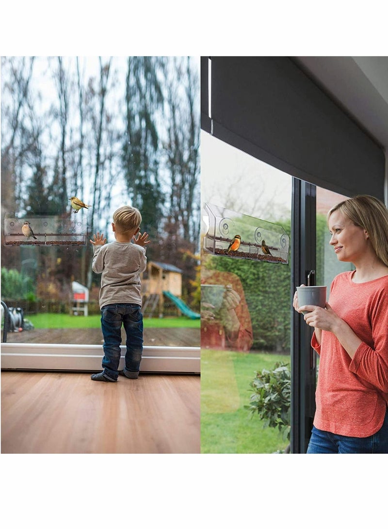 Y&D Window Bird Feeder with Strong Suction Cups and Seed Tray Birdfeeders Large Outside Hanging Birdhouse Kits Drain Holes Anti-Shock Anti-Pressure Very for Wild Birds Finch Bluebird - Image 5