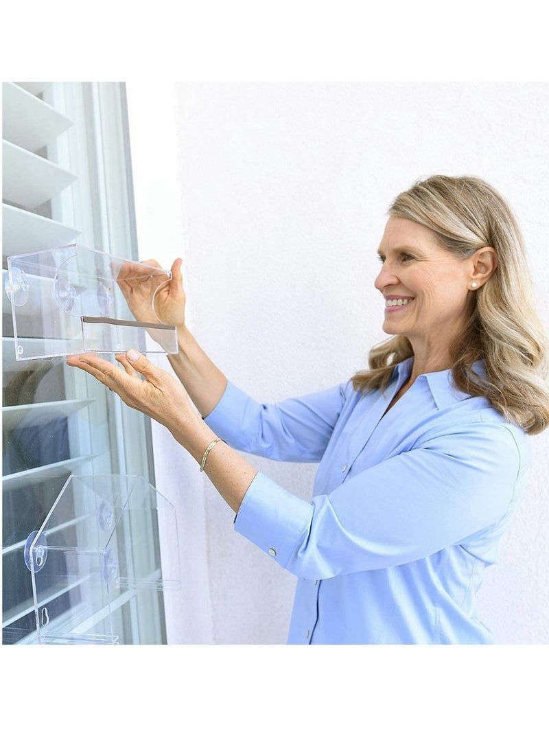 Y&D Window Bird Feeder with Strong Suction Cups and Seed Tray Birdfeeders Large Outside Hanging Birdhouse Kits Drain Holes Anti-Shock Anti-Pressure Very for Wild Birds Finch Bluebird - Image 2