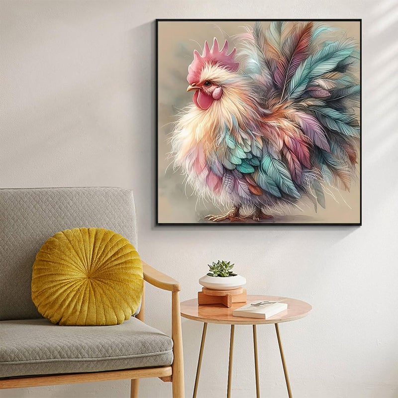 Acelii 5D Diamond Art Kits for Adults Beginners Colorful Roosterï¼ŒDIY Full Round Drill Diamond Painting Kits Cock,Chicken Paint by Diamonds Dots Gem Art Crystal Easyï¼ŒHome Wall Decor 13.78X13.78 Inch - Image 3