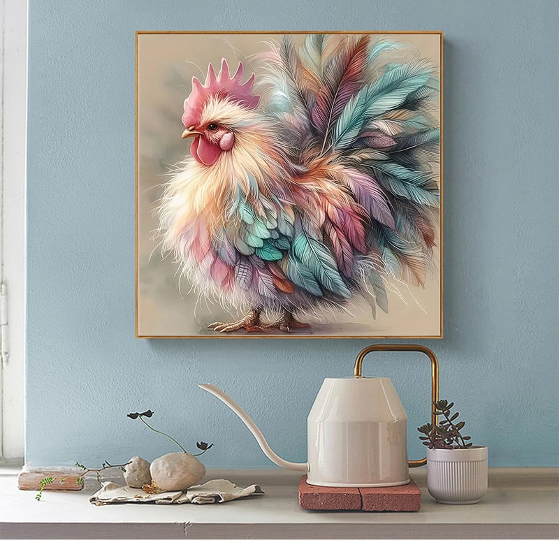 Acelii 5D Diamond Art Kits for Adults Beginners Colorful Roosterï¼ŒDIY Full Round Drill Diamond Painting Kits Cock,Chicken Paint by Diamonds Dots Gem Art Crystal Easyï¼ŒHome Wall Decor 13.78X13.78 Inch - Image 4