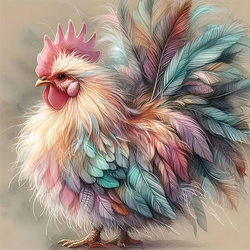 Acelii 5D Diamond Art Kits for Adults Beginners Colorful Roosterï¼ŒDIY Full Round Drill Diamond Painting Kits Cock,Chicken Paint by Diamonds Dots Gem Art Crystal Easyï¼ŒHome Wall Decor 13.78X13.78 Inch - Image 1