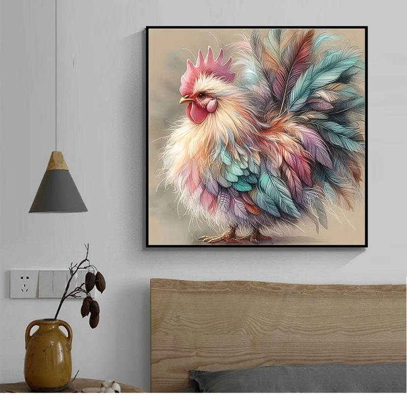 Acelii 5D Diamond Art Kits for Adults Beginners Colorful Roosterï¼ŒDIY Full Round Drill Diamond Painting Kits Cock,Chicken Paint by Diamonds Dots Gem Art Crystal Easyï¼ŒHome Wall Decor 13.78X13.78 Inch - Image 5