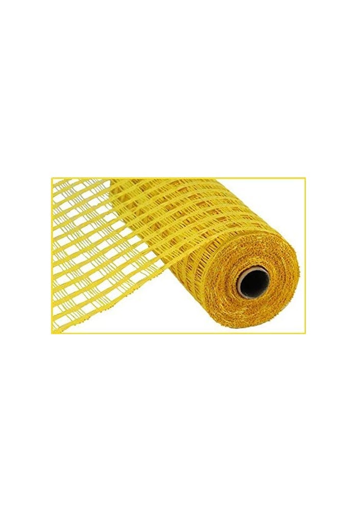 Craig Bachman Yellow Poly Burlap Check Deco Mesh, 10" x 10 Yards
