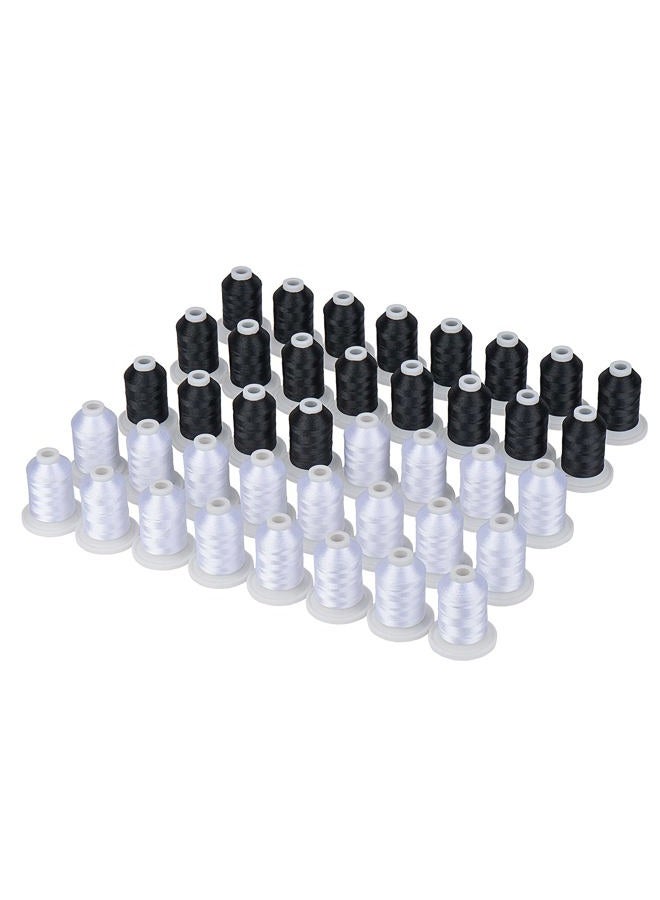simthread 40 Spools, 20 White + 20 Black, Polyester Embroidery Machine Thread 500M (550Y) for Brother, Babylock, Janome, Pfaff, Singer, Bernina Sewing and Embroidery Machines - Image 1