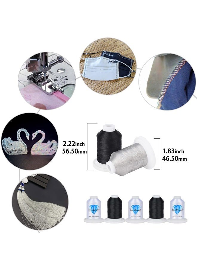 simthread 40 Spools, 20 White + 20 Black, Polyester Embroidery Machine Thread 500M (550Y) for Brother, Babylock, Janome, Pfaff, Singer, Bernina Sewing and Embroidery Machines - Image 3