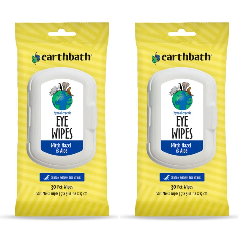 earthbath, Hypo-Allergenic Pet Eye Wipes - Fragrance Free Tear Stain Remover for Dogs Cats, Puppies and Kittens, Made in USA, 100% Cruelty Free - 30 Count (2 Pack) - Image 1