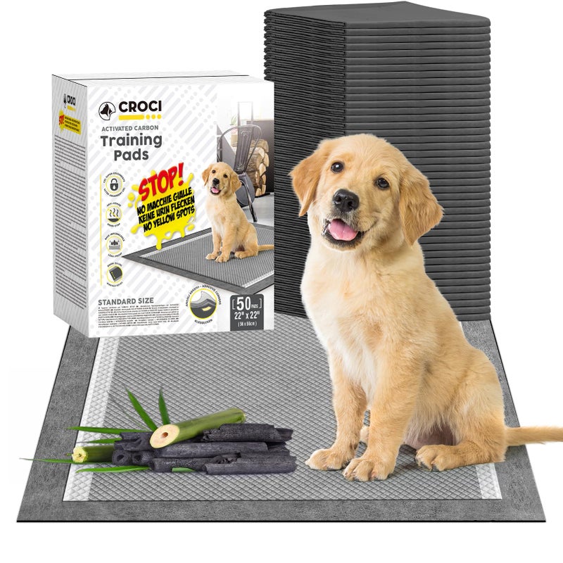 CROCI Puppy Pee Pads 22x22 Charcoal Pee Pads OdorControl Charcoal Puppy Pads Super Absorbent Dog Pads Holds Up to 4 Cups of Urine LeakProof QuickDry Dog Pee Pads Disposable 50 Counts