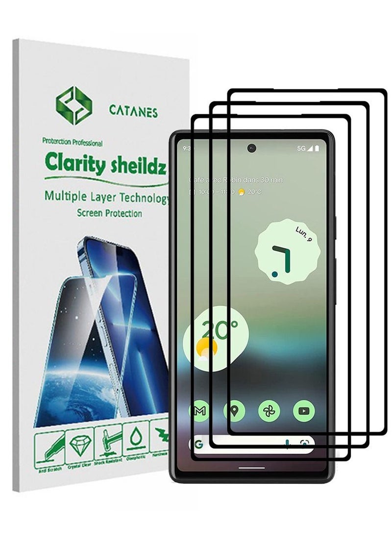 CATANES 3 Pack Google Pixel 7a Tempered Glass Screen Protector Full Glue Back - Image 1
