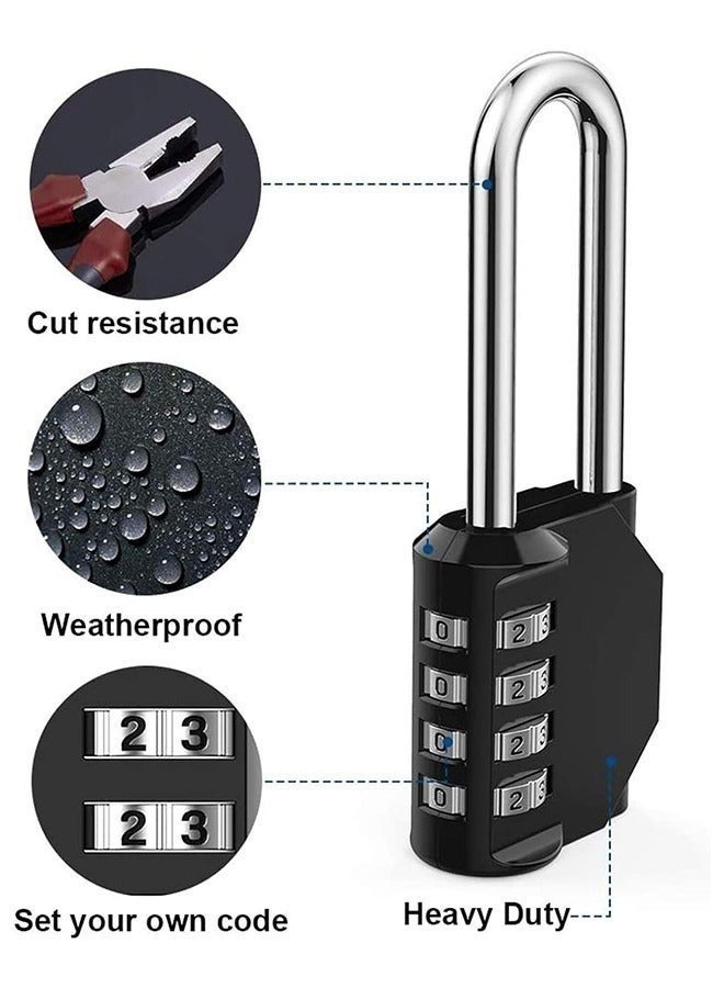 كيلا قفل مركب عالي التحمل - قفل مقاوم للعوامل الجوية، قفل قابل لإعادة الضبط، قيد بطول 2.5 بوصة، قفل مركب من سبائك الزنك مكون من 4 أرقام للسقيفة، بوابة السياج، المدرسة، صالة الألعاب الرياضية، صندوق الأدوات - عبوة من قطعتين - Image 2