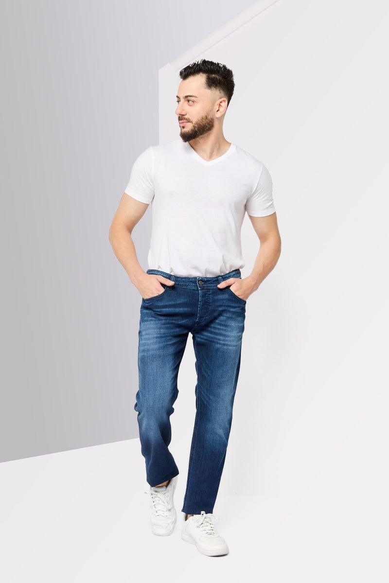 DIESEL جينز ضيق للرجال بتصميم مريح، غسول، قابل للتمدد، أزرق داكن - Image 2