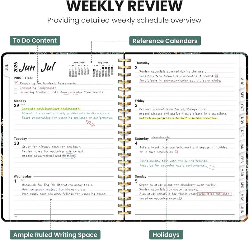 ZOTIA Planner 2026-2027, Monthly and Weekly Academic Planner July 2026 - June 2027, Hardcover Student Teacher Planning Agenda Calendar Book with Tabs, Perfect for Office School Supplies, A5 (6.3" x 8.5 - Image 3