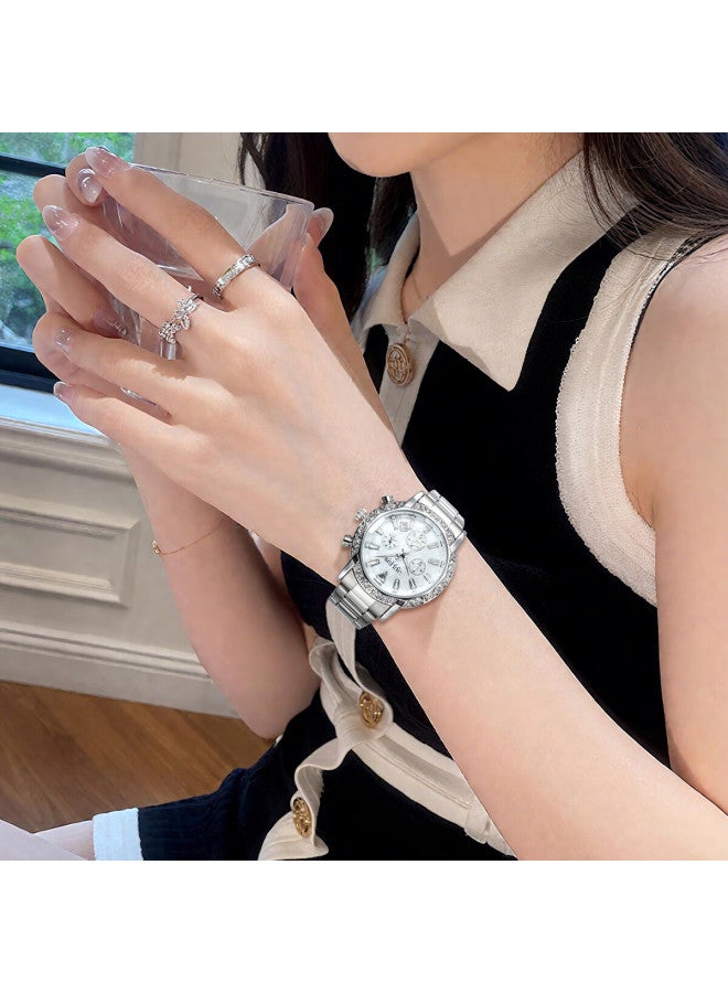 Julius Women's Multifunction Calendar Luxury Ol Style Fashion Luminous Waterproof Quartz Watch Silver 1530a - Image 2