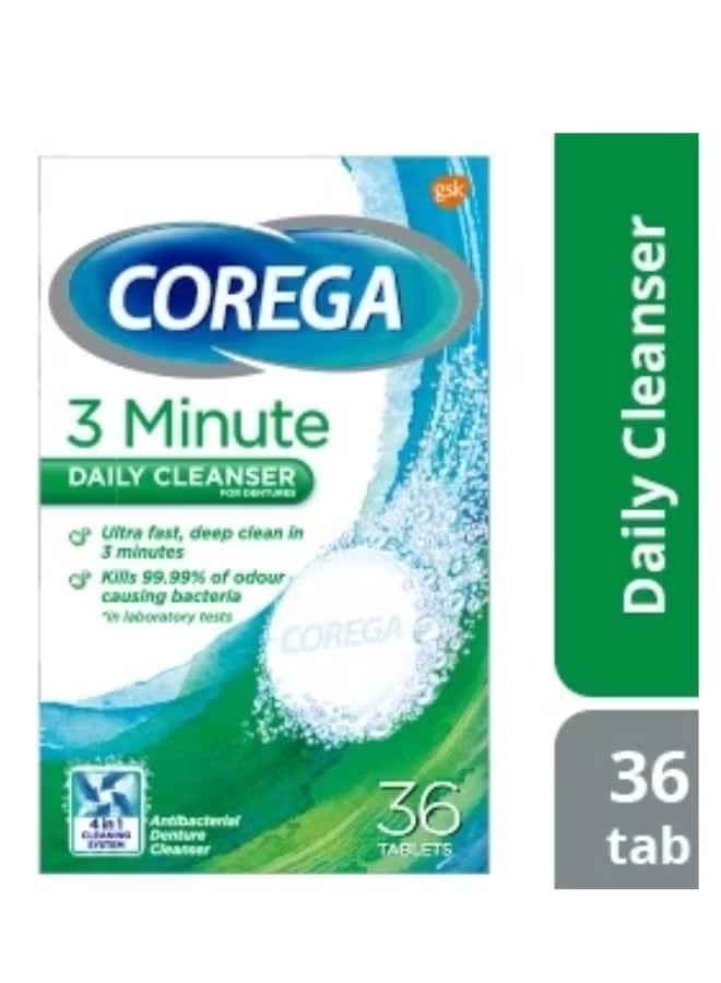 Corega 3 Minutes Daily Cleanser For Dentures 36 Tablets - Image 2