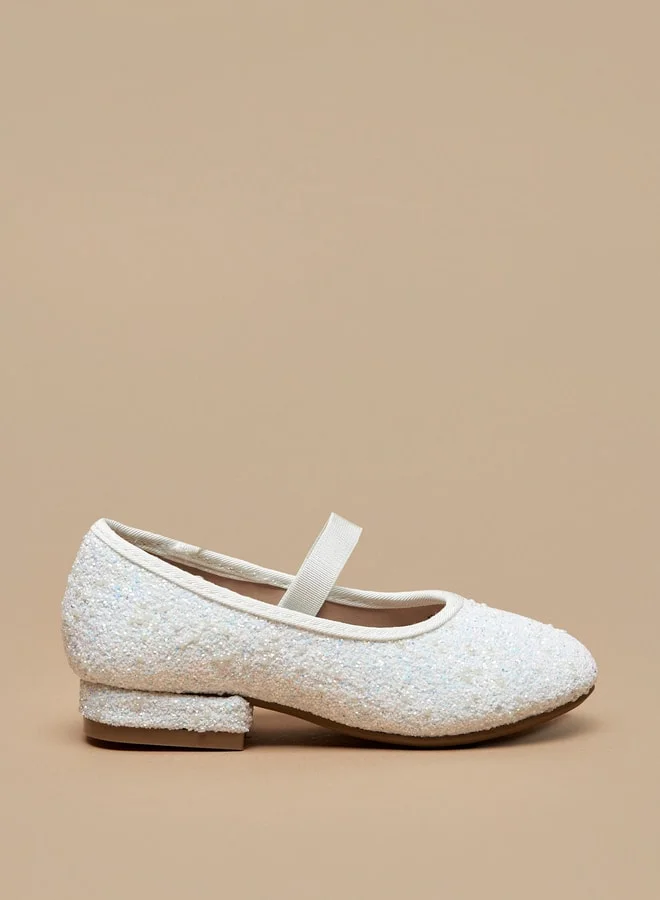 فلورا بيلا من شو إكسبرس Girls Embellished Slip-On Ballerina Shoes with Block Heels