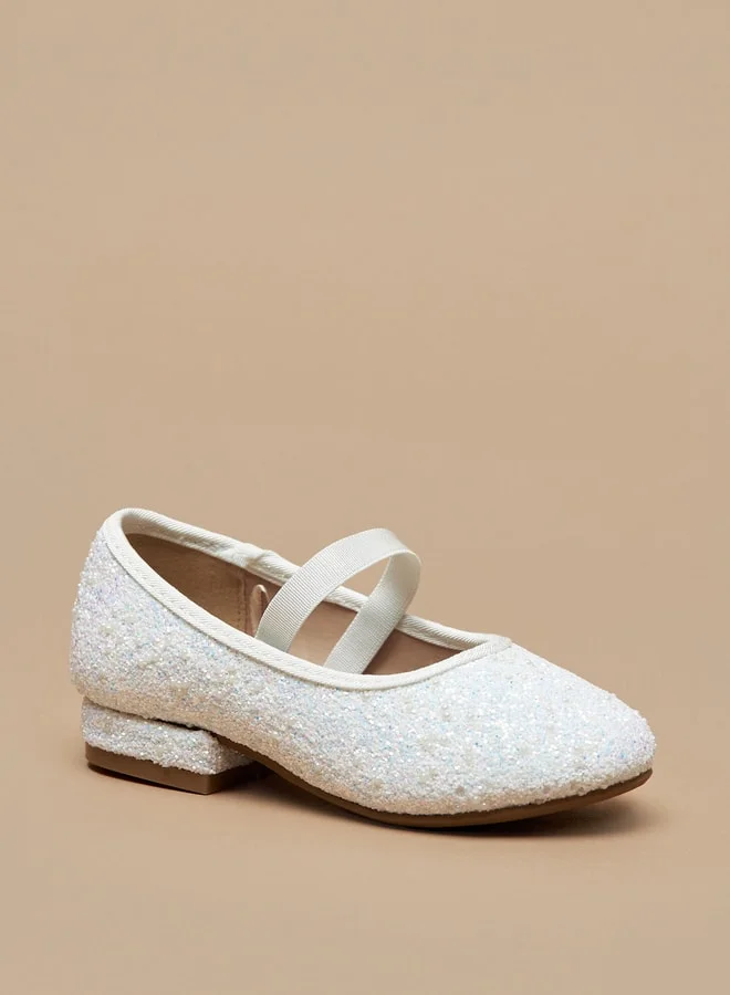 فلورا بيلا من شو إكسبرس Girls Embellished Slip-On Ballerina Shoes with Block Heels