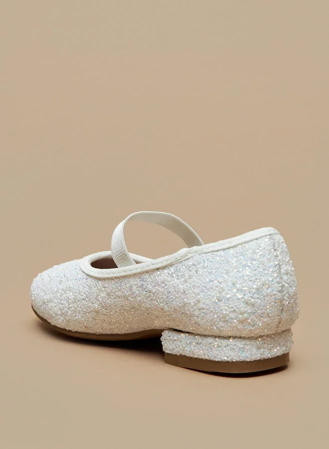 فلورا بيلا من شو إكسبرس Girls Embellished Slip-On Ballerina Shoes with Block Heels