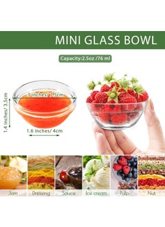 CASAQUA CASAQUA Mini Glass Bowls Dipping Sauce Cups Soy Sauce Tiny Bowl Pinch Bowls Mini for Cooking Dipping Mis En Place Bowls Stackable Glass Bowl Prep Glass Pack of 12  - Image 4