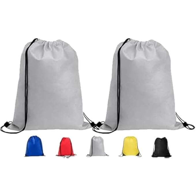 rayihni Unisex Drawstring Gym Bags String Swimming Bag Trainer Bags Personalised Drawstring Bag Suitable for Sports School Kids PE Gym Travel Swimming and Various Activities 2 Grey - Image 1