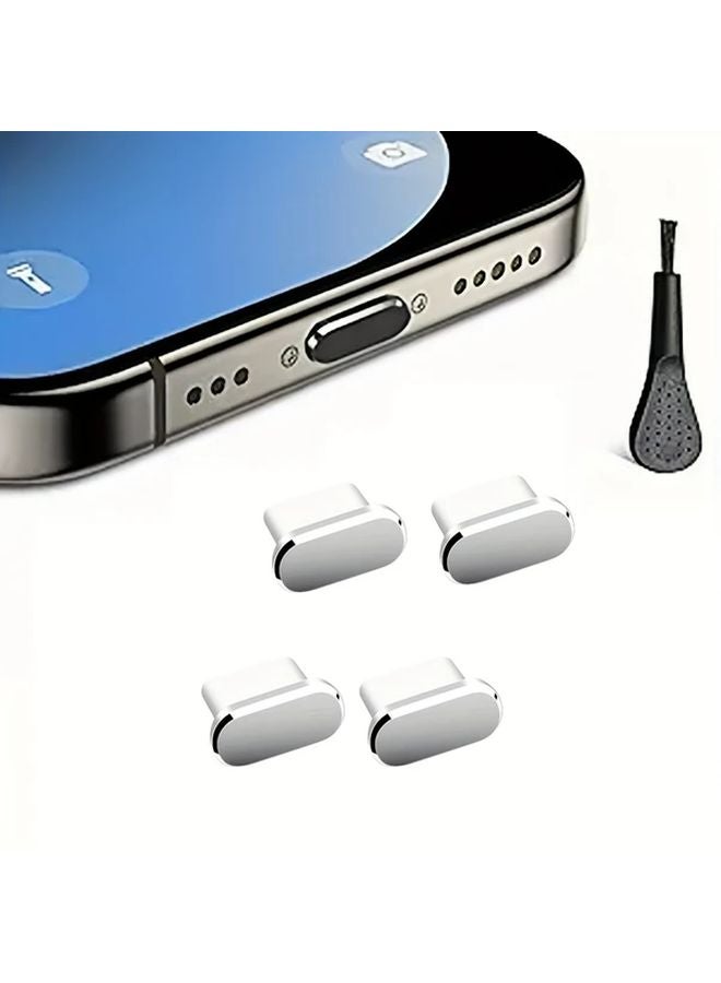 4Pcs Black USB C Dust Plug with Cleaning Brush Metal Type C Charging Port Cover - Image 5